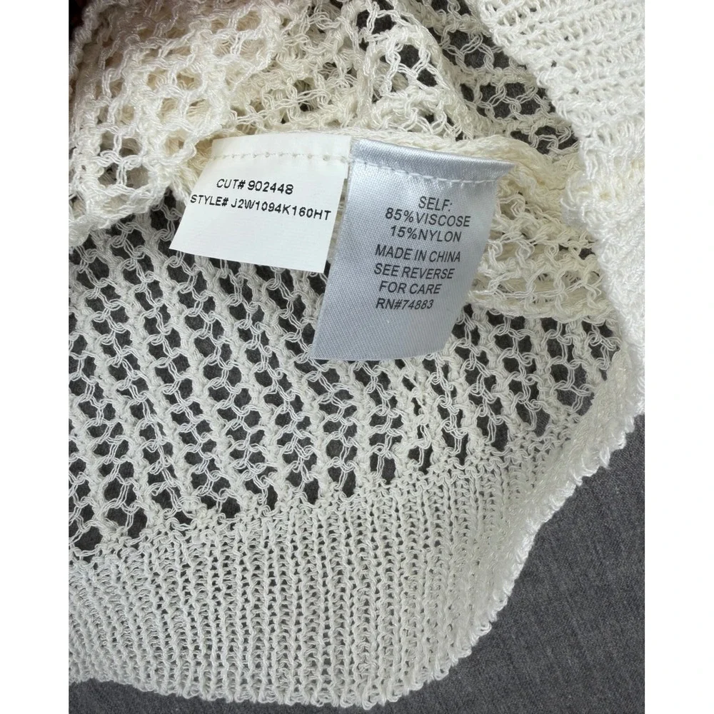 Honey & T Francescas Rainbow Stripe Open Weave‎ Knit Sweater Cream Medium NEW